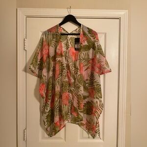 Shore Drive Floral Kimono. Tropical. Embellished. One Size. NWT.